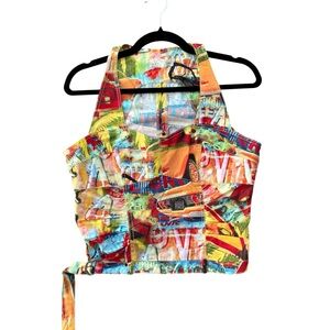 Alberto Makali Y2K Multicolor Abstract Print Corset Bustier Top Size 8